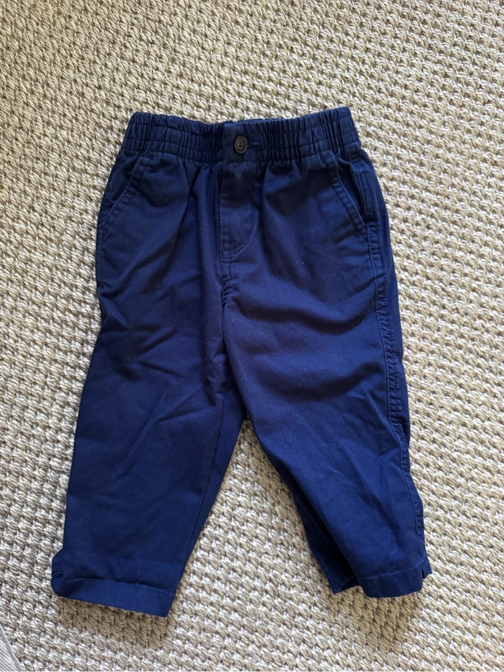 Ralph Lauren Navy Elastic Waist Twill Pants for Kids